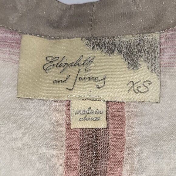 Elizabeth and James X-Small Cotton Sheer Blouse Multi-Color Plaid One Button - Picture 3 of 12